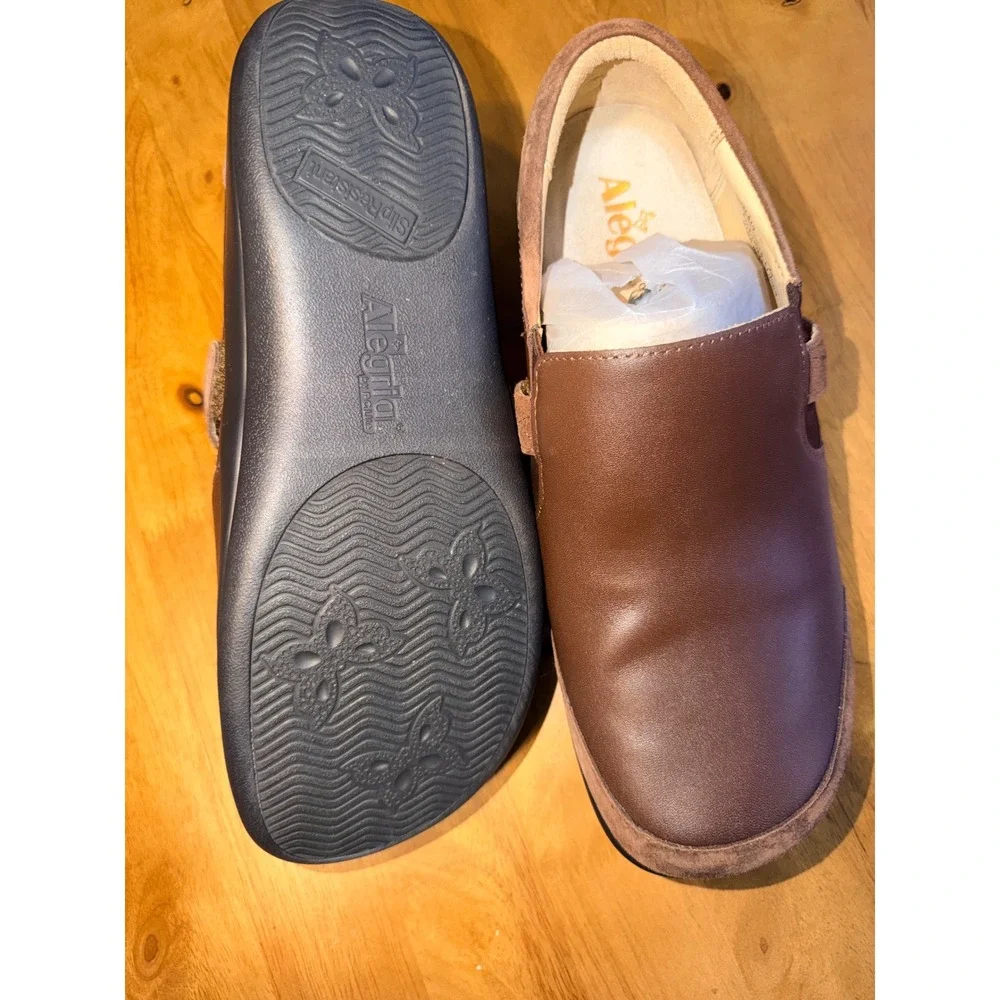 Alegria Women Brown Leather Suede Slip On Loafers Shoes PAI-612 Size 41